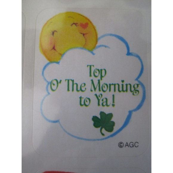 Good Luck Care Bear Shamrock St Patricks Day Vintage Stickers Two Sheets Used - Picture 8 of 13